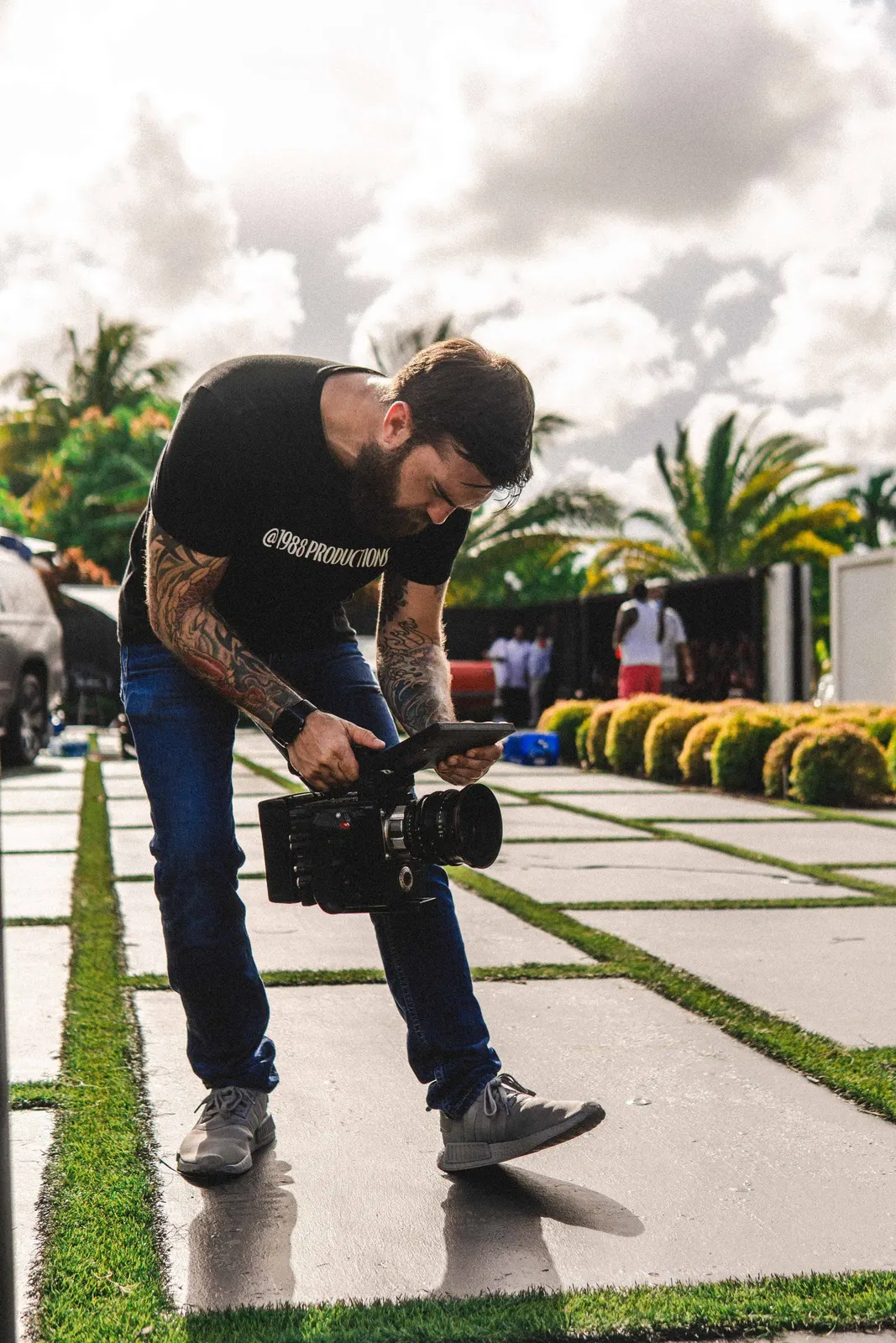 Person filming a video outdoors