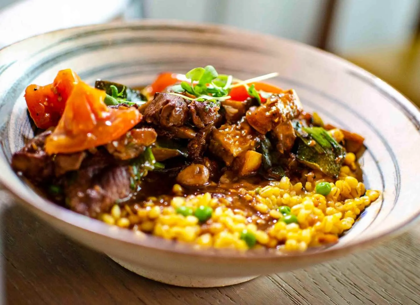 Bowl of grains and vegetables